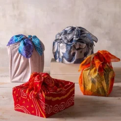 Furoshiki-Style Sari Fabric Gift Wrap, Set of 6