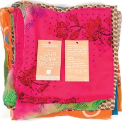 Furoshiki-Style Sari Fabric Gift Wrap, Set of 6