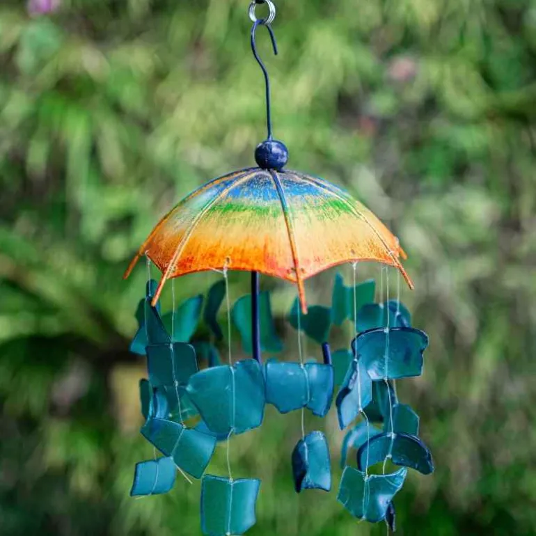 Glass and Metal Raindrop Rainbow Umbrella Mobile