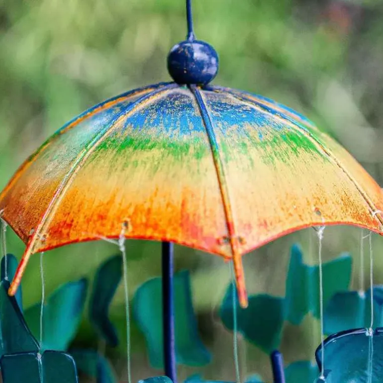 Glass and Metal Raindrop Rainbow Umbrella Mobile