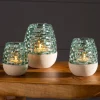 Glass and Sandstone Tealight Holders, Set of 3