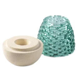 Glass and Sandstone Tealight Holders, Set of 3