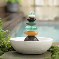 Glass and Stone Cairn Fountain