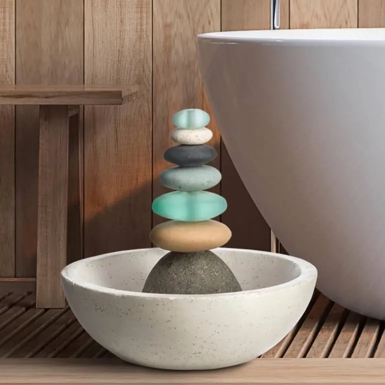 Glass and Stone Cairn Fountain