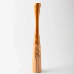 Glass Infused Teak Candle Holder, Tall - Gold