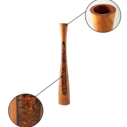 Glass Infused Teak Candle Holder, Tall - Gold