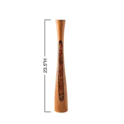 Glass Infused Teak Candle Holder, Tall - Gold