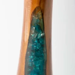 Glass Infused Teak Candle Holder, Tall
