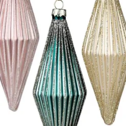 Glittery Rhombus Glass Ornament, Set of 6