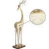 Gold and White Tall Slender Deer Statue Decor, Turned Head