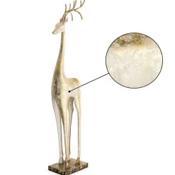Gold and White Tall Slender Deer Statue Decor, Standing