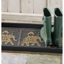 Gold-Brushed Elephant Rubber Boot Tray