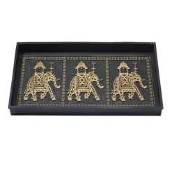 Gold-Brushed Elephant Rubber Boot Tray