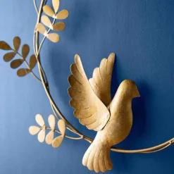 Gold Dove with Olive Branch Metal Wreath