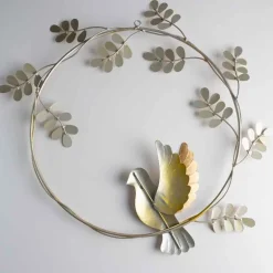 Gold Dove with Olive Branch Metal Wreath