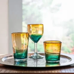 Golden Shore Recycled Glass Goblets, Set of 4
