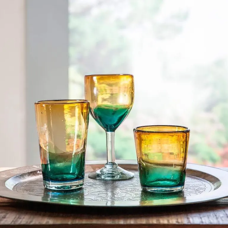 Golden Shore Recycled Glass Goblets, Set of 4