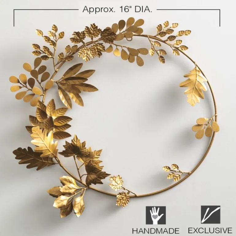Gold Finish Recycled Metal Leaf Wreath