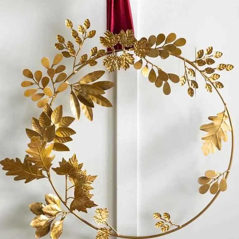 Gold Finish Recycled Metal Leaf Wreath
