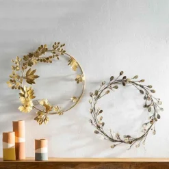 Gold Finish Recycled Metal Leaf Wreath