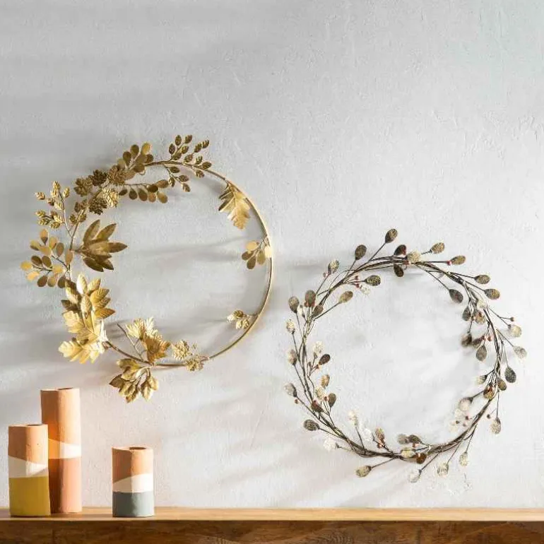 Gold Finish Recycled Metal Leaf Wreath