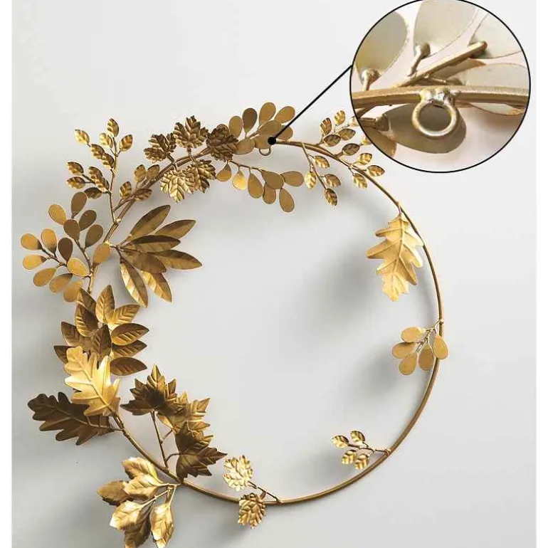 Gold Finish Recycled Metal Leaf Wreath