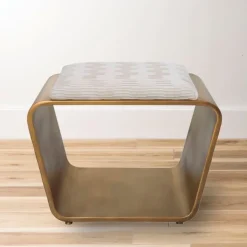 Gold Finish Upholstered Bench/ Stool