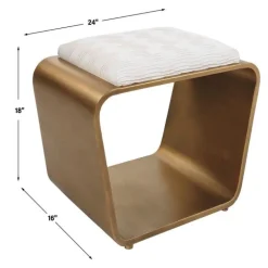 Gold Finish Upholstered Bench/ Stool