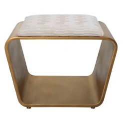 Gold Finish Upholstered Bench/ Stool