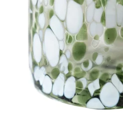 Green and White Recycled Pint Glassware, Set of 4