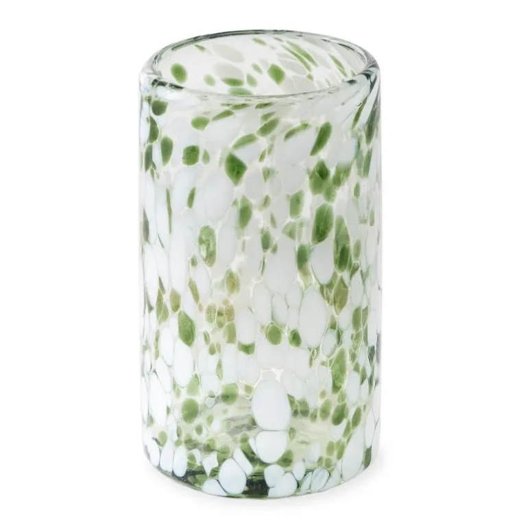 Green and White Recycled Pint Glassware, Set of 4
