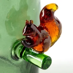 Green Glass Hurricane with Squirrel, 4.75