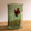 Green Glass Hurricane with Squirrel, 6"H