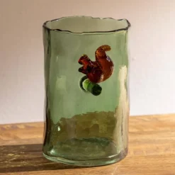 Green Glass Hurricane with Squirrel, 6