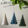 Green Hand-Cut Honeycomb Paper Tree Ornament, 6"H