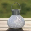 Hand-blown Glass Solar Tea Lantern - White