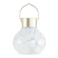 Hand-blown Glass Solar Tea Lantern - White