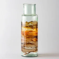 Hand-Blown Recycled Amber Glass Vase, 17.75"H