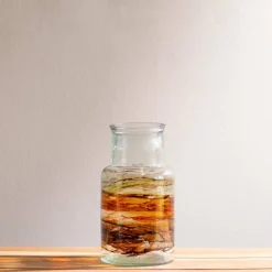 Hand-Blown Recycled Amber Vase, 11"H