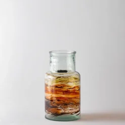 Hand-Blown Recycled Amber Vase, 11"H