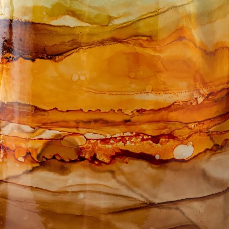 Hand-Blown Recycled Amber Vase, 11"H