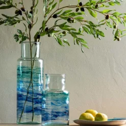Hand-Blown Recycled Coastal Vase, Set of 2