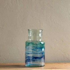 Hand-Blown Recycled Coastal Vase, Short