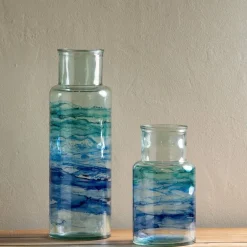 Hand-Blown Recycled Coastal Vase, Short