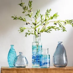 Hand-Blown Recycled Coastal Vase, Short