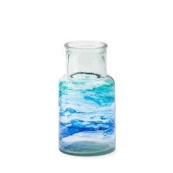 Hand-Blown Recycled Coastal Vase, Short
