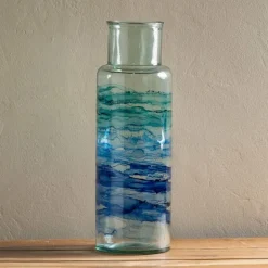 Hand-Blown Recycled Coastal Vase, Tall