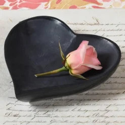 Hand-Carved Black Soapstone Heart Bowl