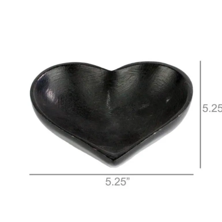 Hand-Carved Black Soapstone Heart Bowl