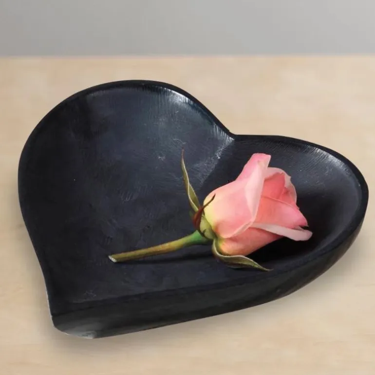 Hand-Carved Black Soapstone Heart Bowl